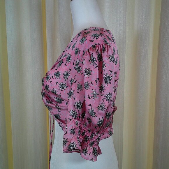 Maje Ruched Palm Print Crop Top in Size XS - Picture 4 of 7